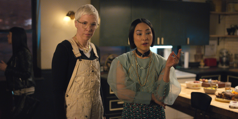 Rebecca Henderson as Lizzy and Greta Lee as Maxine in Russian Doll.